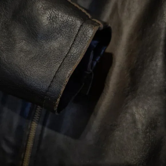 Toxic Hazard Brown Distressed Moto Jacket Size L - Picture 10 of 12